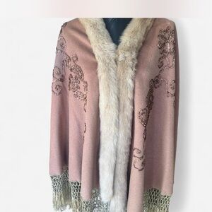 Pamela McCoy Tan Wool Blend Shawl